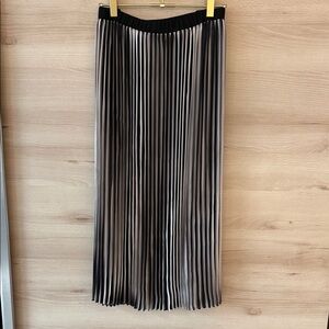 Eileen Fisher Black and Cream Striped Midi Skirt
